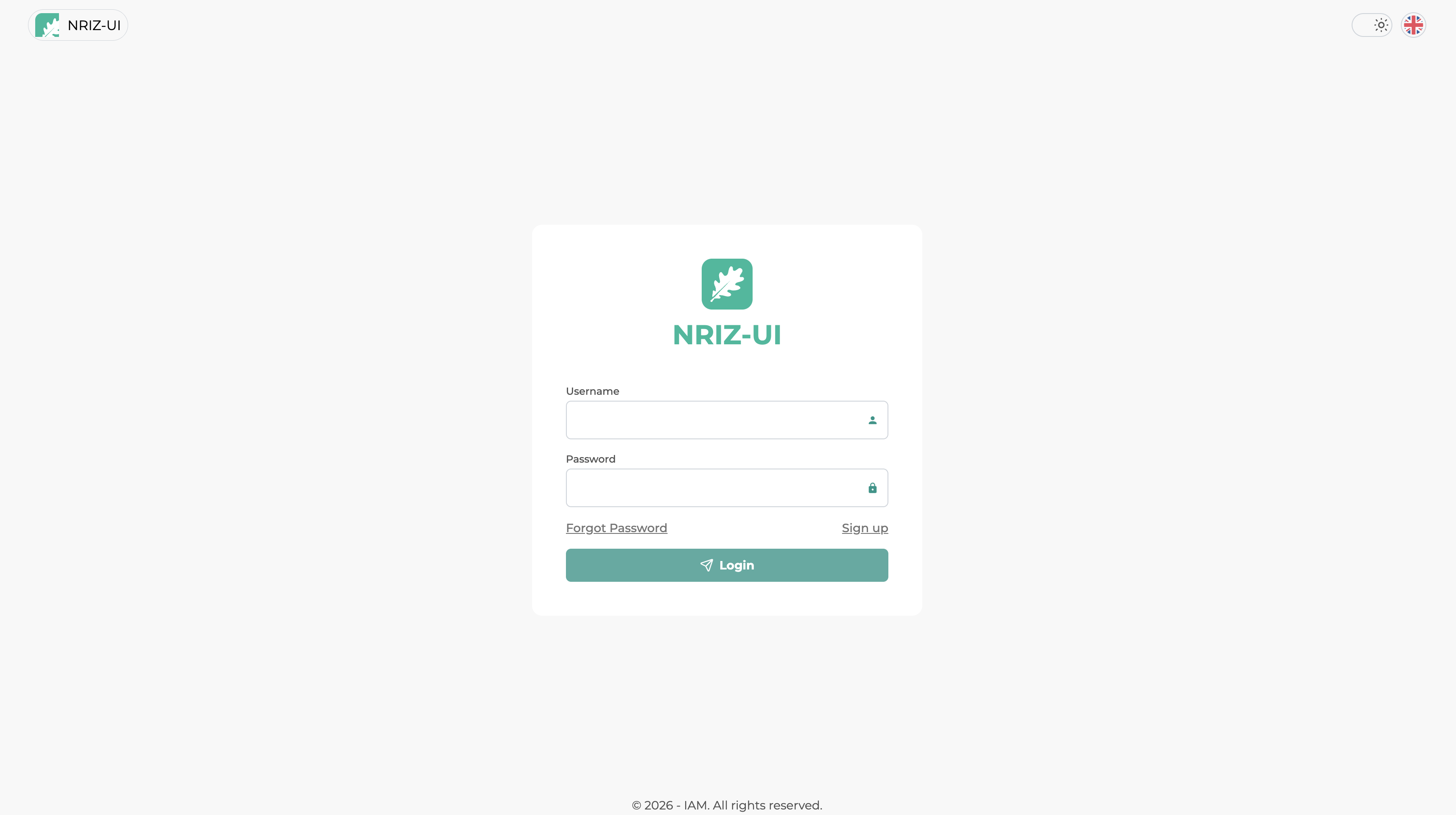 Sign-in page with fields for username and password, and links Forgot Password and Sign up.